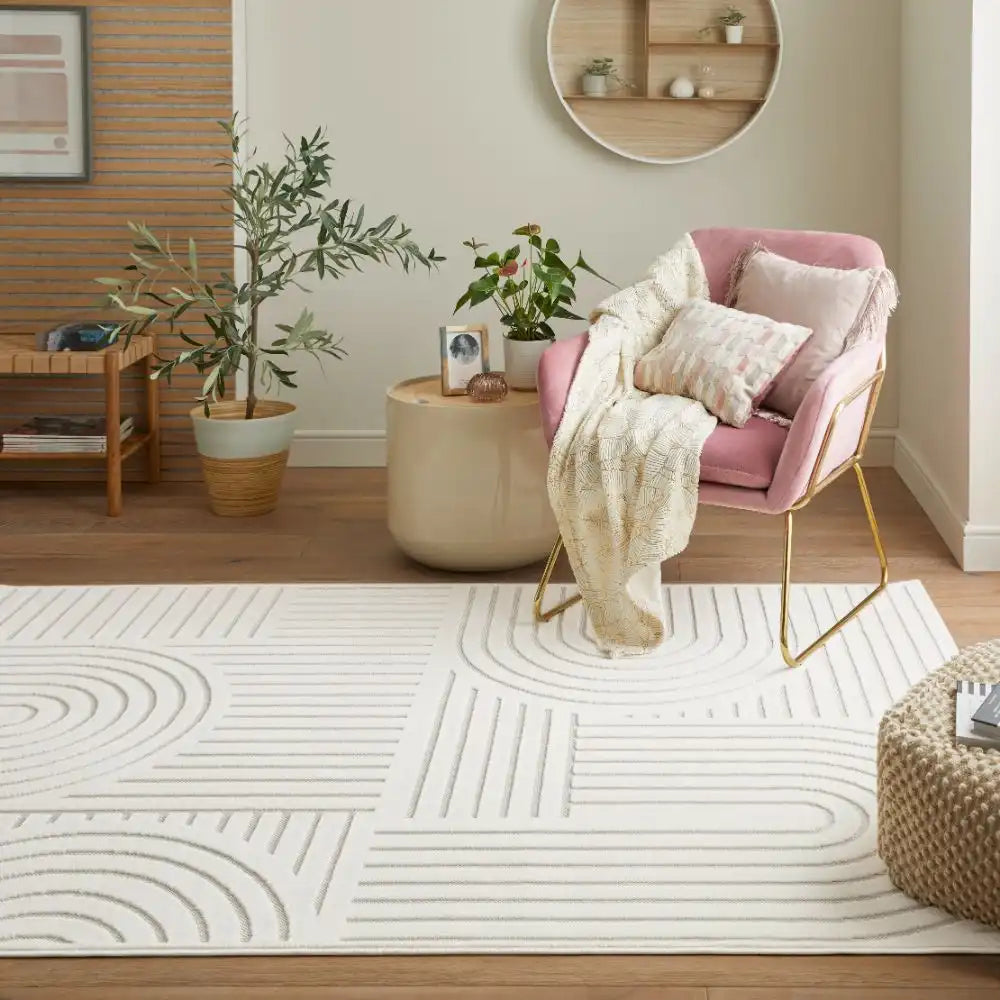 Smite Rama Rugs Maze Rama MAZ106 Ivory Ivory Rug — RugsDirect Online