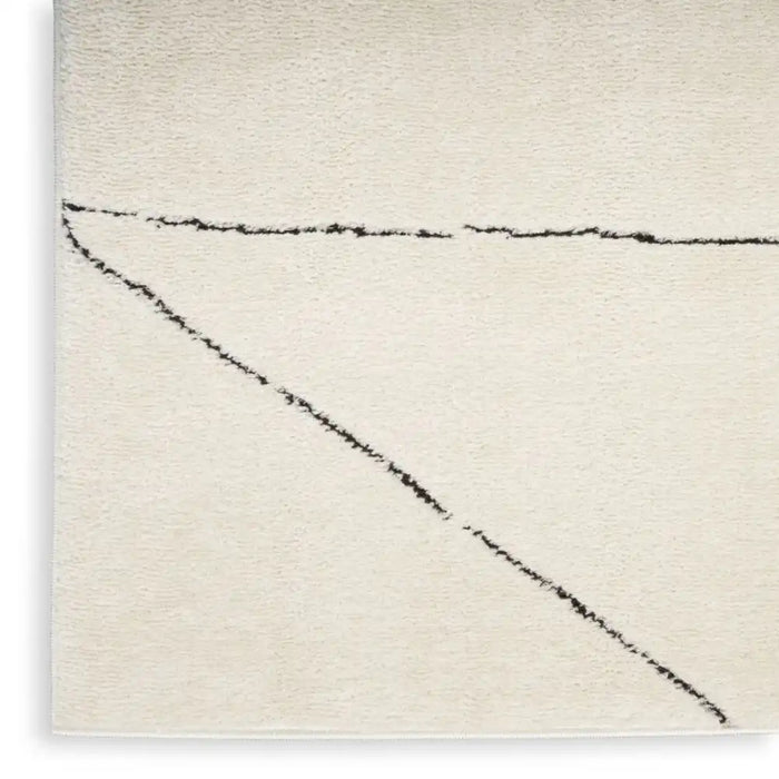 Nourison modern comfort mnc02 ivory black Black, Ivory Living Room  Rug.