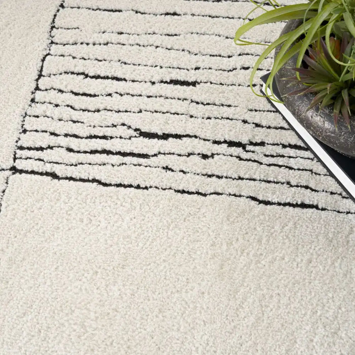 Nourison modern comfort mnc02 ivory black Black, Ivory Living Room  Rug.