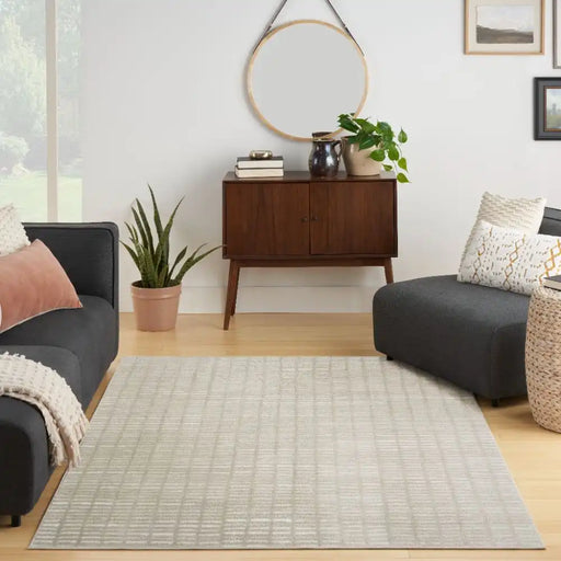 Nourison modern comfort mnc03 grey ivory Grey, Ivory Living Room  Rug.