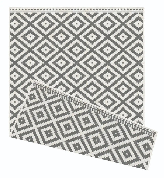 Likewise Matting duo weave indoor outdoor modern geo grey Grey Outdoor  Flat Weave Rug.