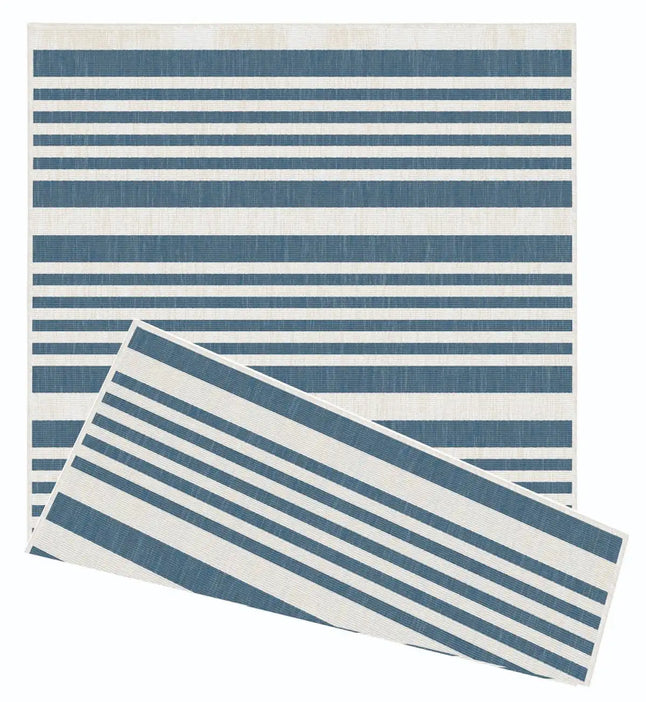 Duo Weave Indoor/Outdoor Modern Stripes Ocean Rug
