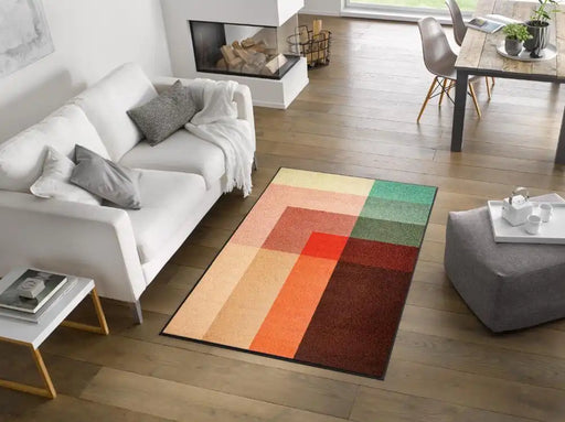 Wash + Dry design modulox Multicoloured Living Room Washable Rug.