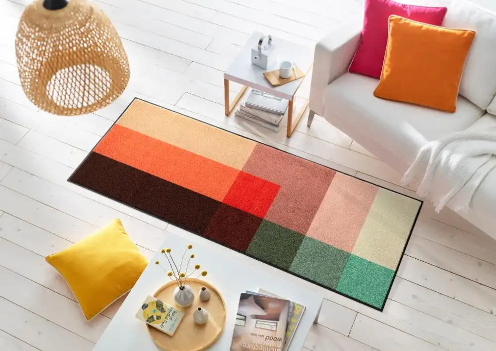 Wash + Dry design modulox Multicoloured Living Room Washable Rug.