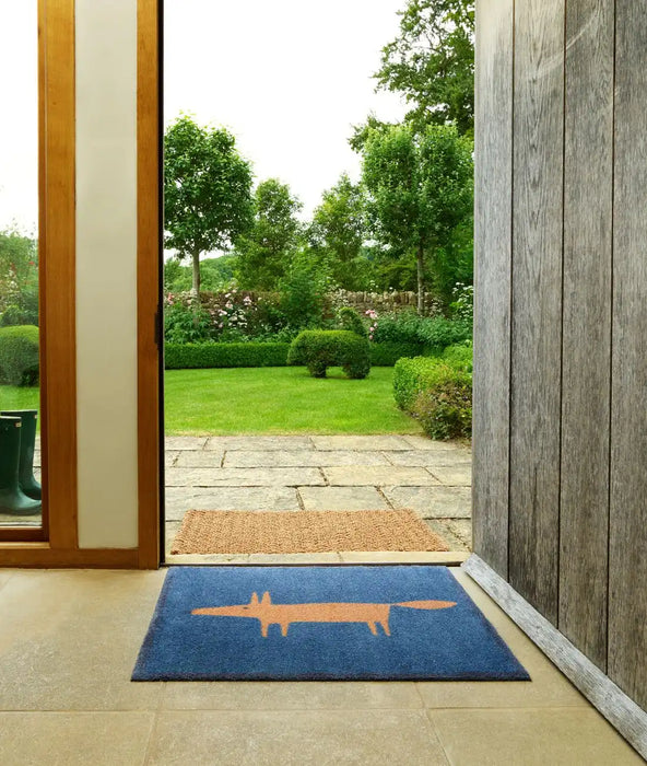 Turtle Mat scion mr fox navy Blue, Orange, Navy Kitchen  Washable Rug.