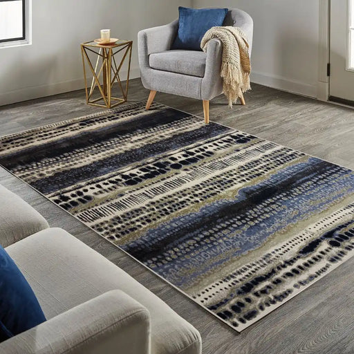 Origins batik multi Blue, Multicoloured Living Room  Rug.
