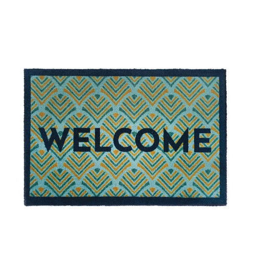 My Mats nylon indoor my welcome Green Kitchen  Washable Rug.