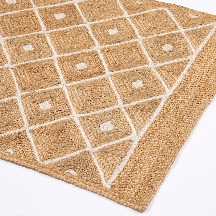 Esselle prestbury natural diamond Beige, Ivory Living Room Natural Fibre Rug.