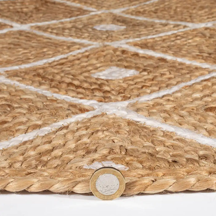 Esselle prestbury natural diamond Beige, Ivory Living Room Natural Fibre Rug.
