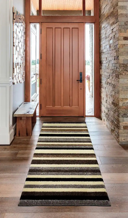 Likewise Matting linea natural Brown, Multicoloured Living Room Striped Rug.