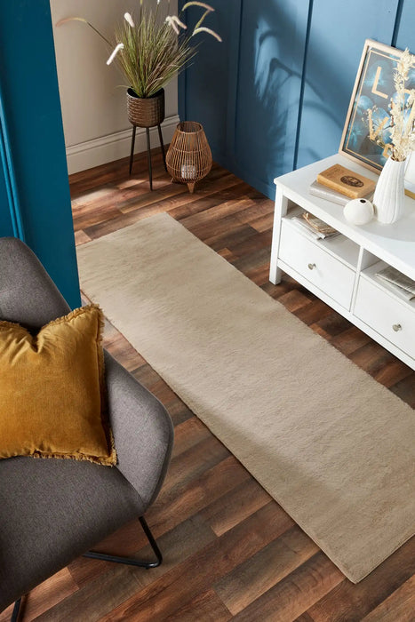 Origins washable faux fur natural Beige Living Room Shaggy Rug.
