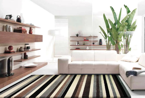 Likewise Matting linea natural Brown, Multicoloured Living Room Striped Rug.