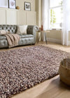 Origins rocks shaggy natural Brown, Beige Living Room Wool Rug.