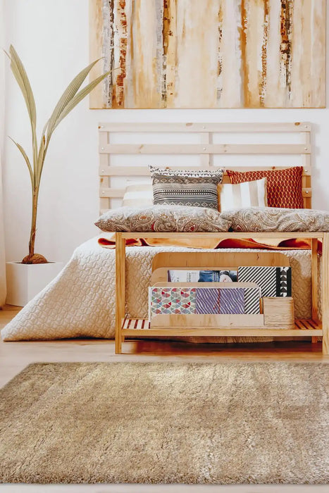 Homemaker lagom natural Beige Living Room Shaggy Rug.