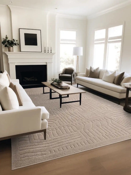 Asiatic valley natural route Beige Living Room Geometric Rug.