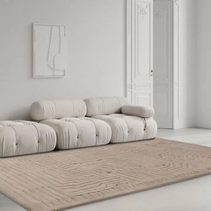 Asiatic valley natural route Beige Living Room Geometric Rug.