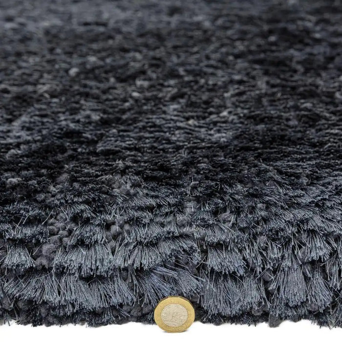 Asiatic plush navy Blue, Navy Living Room Shaggy Rug.