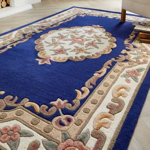 Origins shensi navy Blue, Navy Living Room Wool Rug.