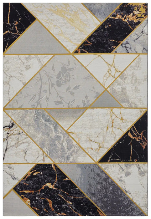 Hanse Home flair noble Grey, Yellow, Black, Multicoloured Living Room Floral Rug.