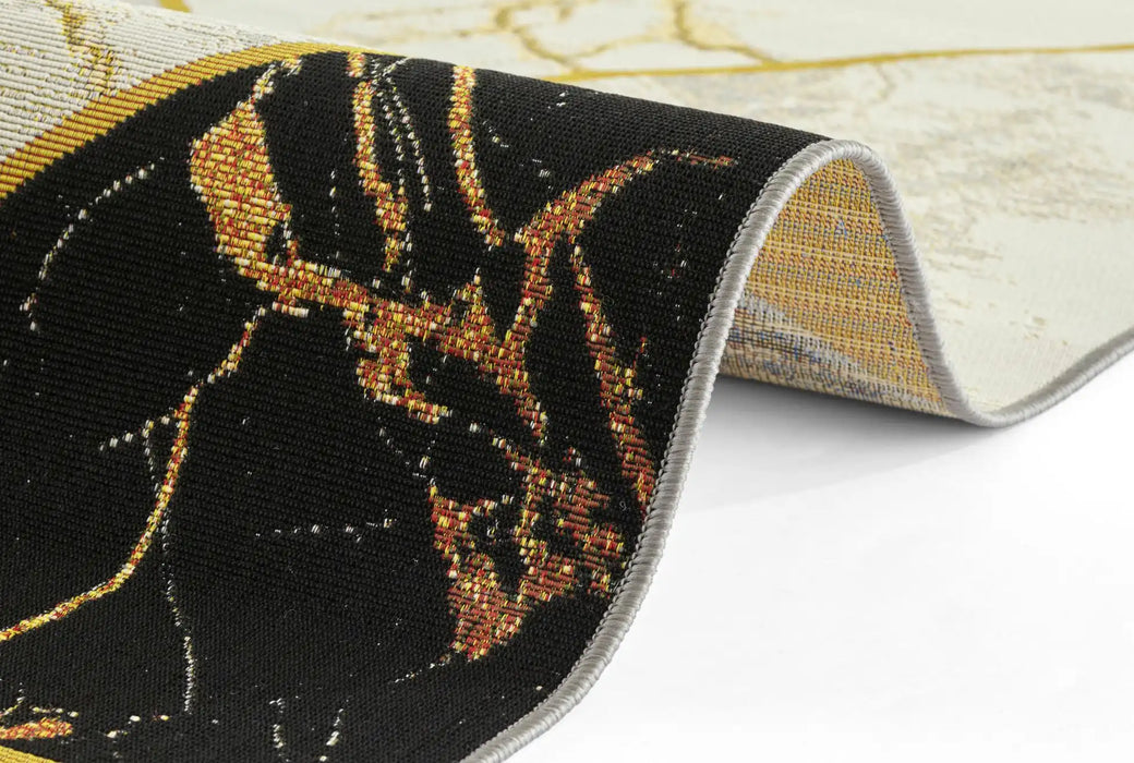 Hanse Home flair noble Grey, Yellow, Black, Multicoloured Living Room Floral Rug.
