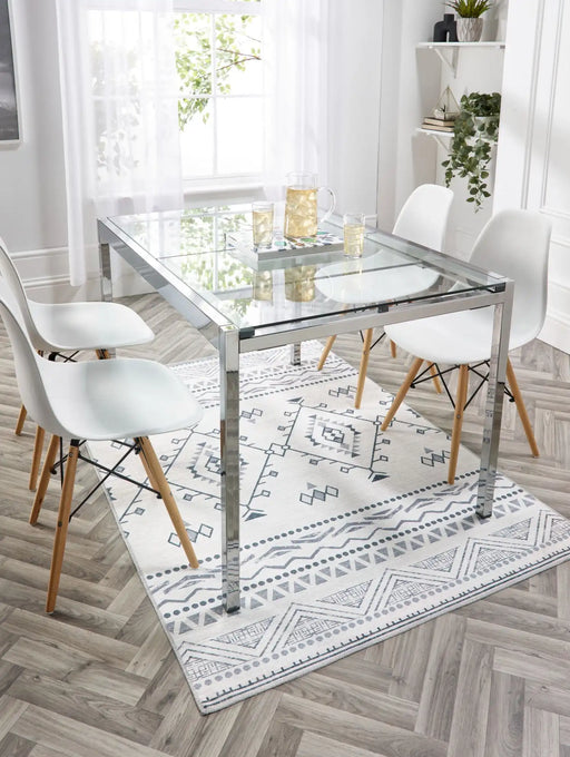 Origins washable soho nomad grey Grey, Black, Ivory Living Room Geometric Rug.