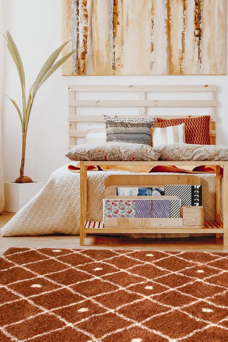 Homemaker snug melrose nomadic terra Orange Living Room Geometric Rug.