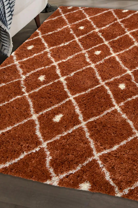 Homemaker snug melrose nomadic terra Orange Living Room Geometric Rug.