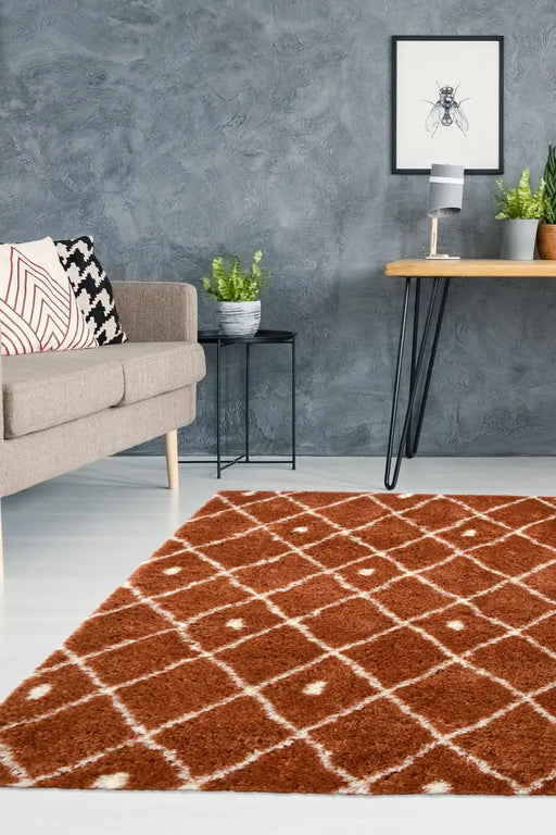 Homemaker snug melrose nomadic terra Orange Living Room Geometric Rug.
