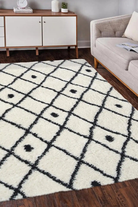 Homemaker snug melrose nomadic white Black, Ivory Living Room Geometric Rug.