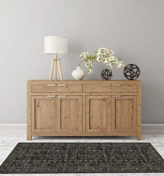 Likewise Matting silk road washable nuza Grey Living Room Washable Rug.