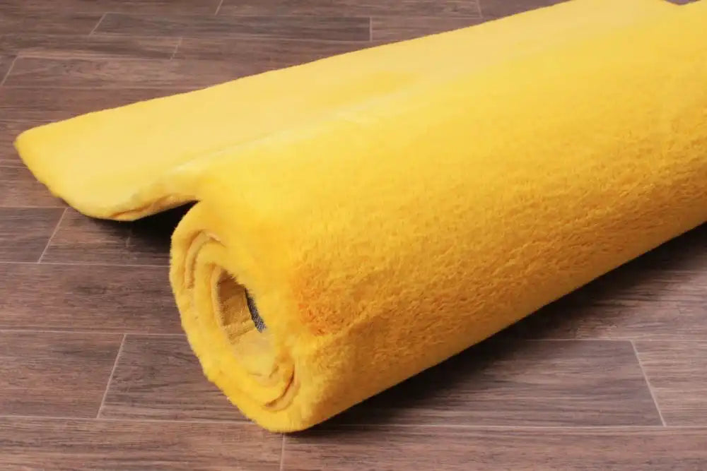 HMC luxe faux fur ochre Yellow Living Room  Rug.