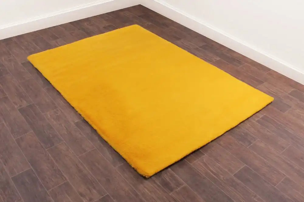 HMC luxe faux fur ochre Yellow Living Room  Rug.