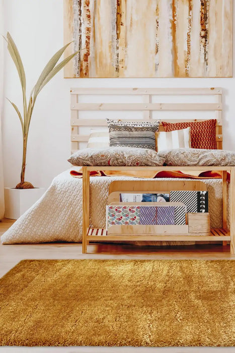 Homemaker lagom ochre Yellow Living Room Shaggy Rug.