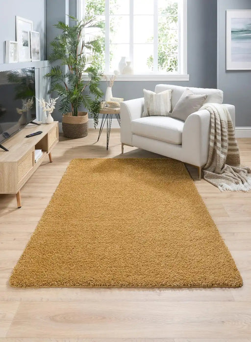My Mats buddy ochre Yellow Living Room Shaggy Rug.