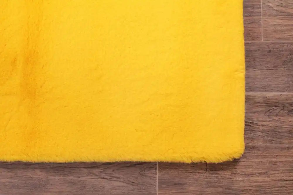 HMC luxe faux fur ochre Yellow Living Room  Rug.