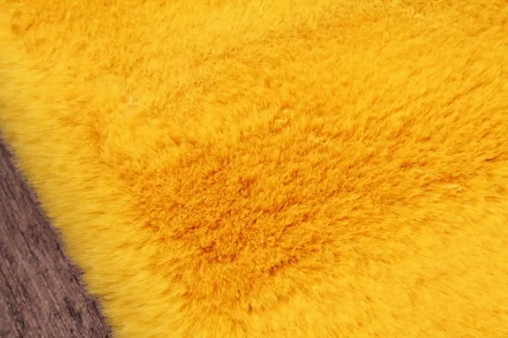 HMC luxe faux fur ochre Yellow Living Room  Rug.