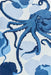 Woven Edge natural world octopus Blue, Navy Living Room Wool Rug.