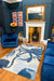 Woven Edge natural world octopus Blue, Navy Living Room Wool Rug.