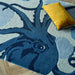 Woven Edge natural world octopus Blue, Navy Living Room Wool Rug.