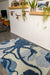Woven Edge natural world octopus Blue, Navy Living Room Wool Rug.