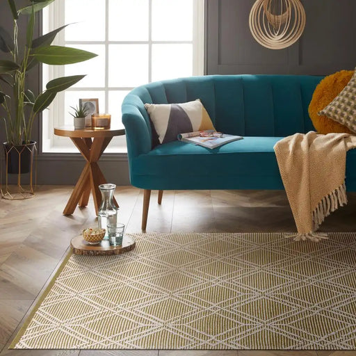 Esselle blenheim outdoor olive Green Living Room Washable Rug.