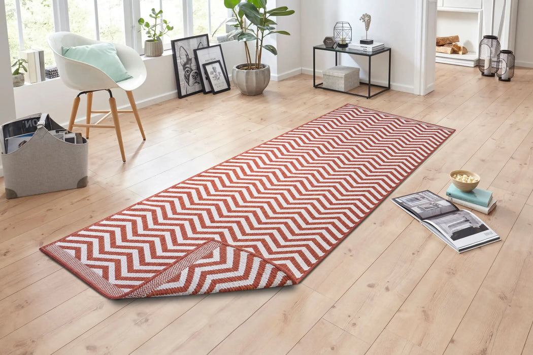 NorthRugs twin supreme palma cayenne Orange Living Room Striped Rug.