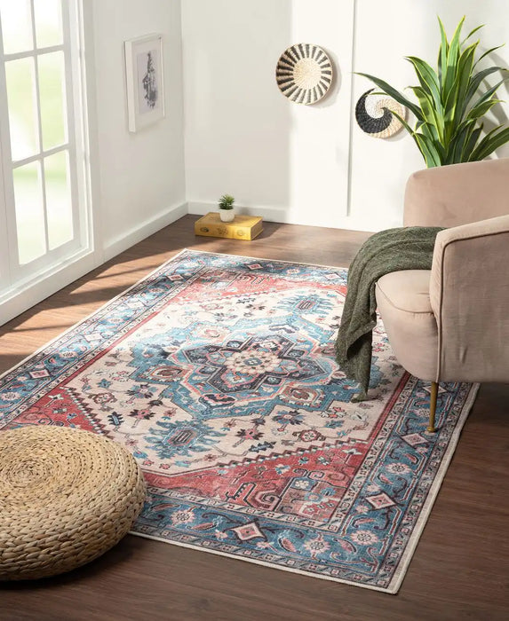 Likewise Matting persian classic parisa Blue, Multicoloured Living Room Moroccan Rug.
