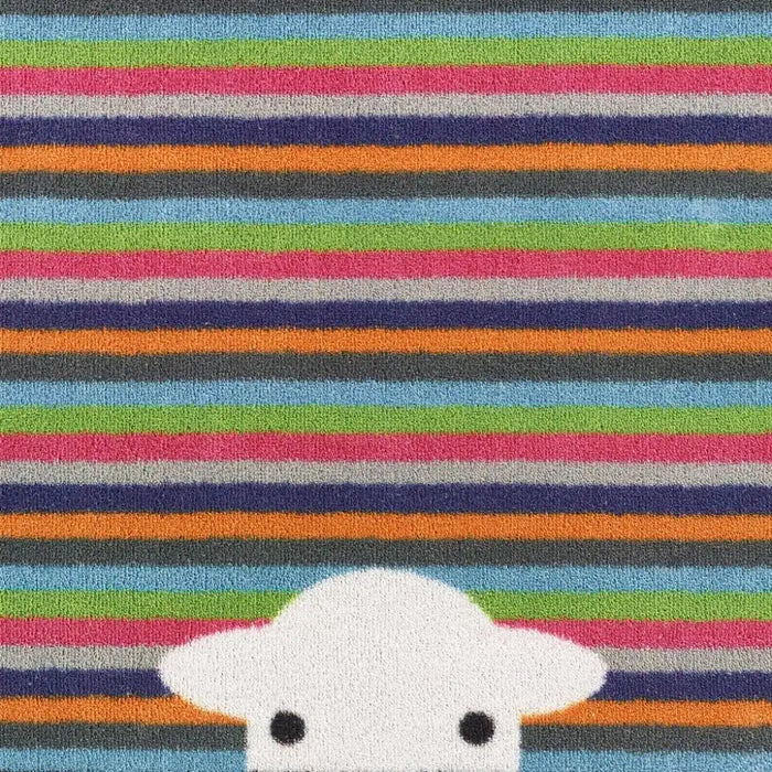 Hug Rug herdy peep stripe Multicoloured Outdoor  Washable Rug.