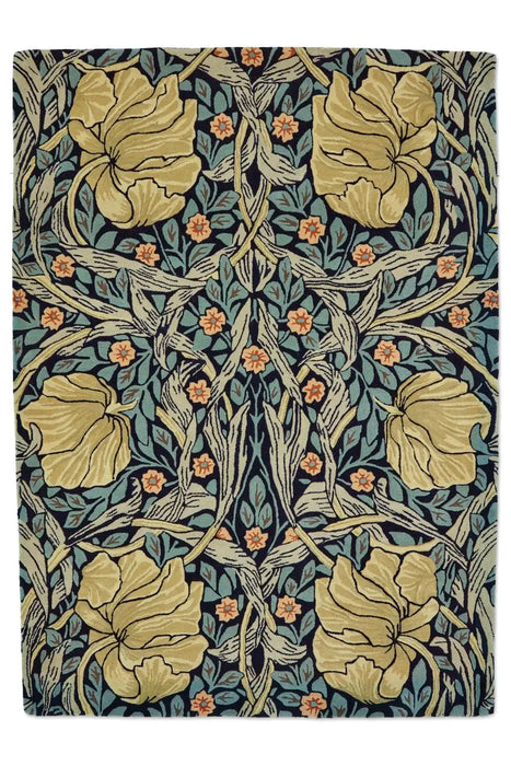 Morris & Co morris and co pimpernel indigo 028818 Multicoloured Living Room Wool Rug.