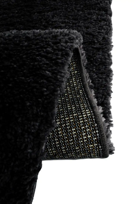 Homemaker snug melrose plain black Black Living Room Geometric Rug.