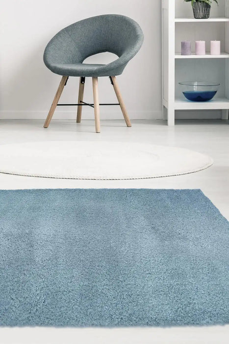 Homemaker snug melrose plain denim Blue Living Room Geometric Rug.