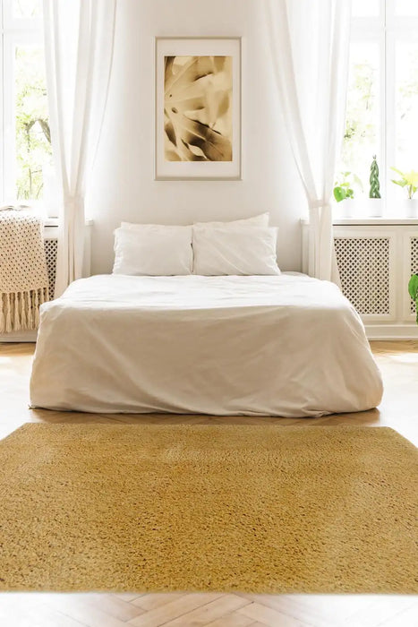 Homemaker snug melrose plain ochre Yellow Living Room Geometric Rug.