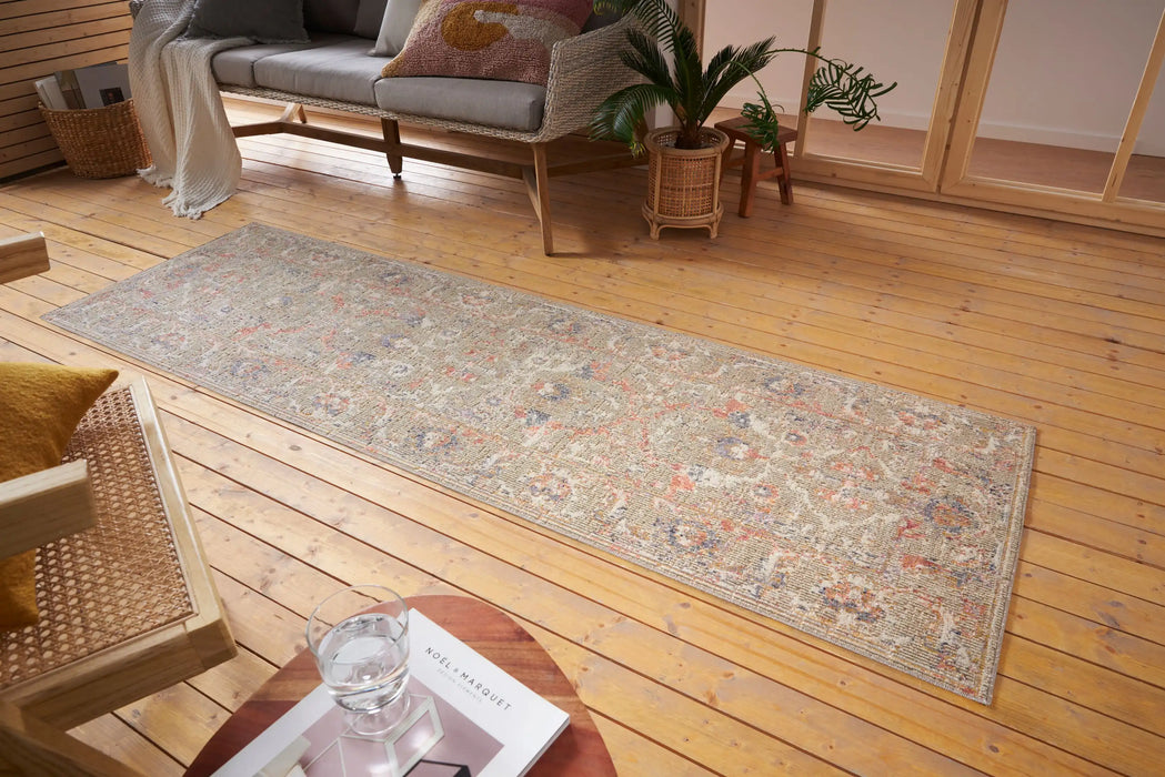 Nouristan cairo port cream red Multicoloured, Red, Cream Living Room Moroccan Rug.