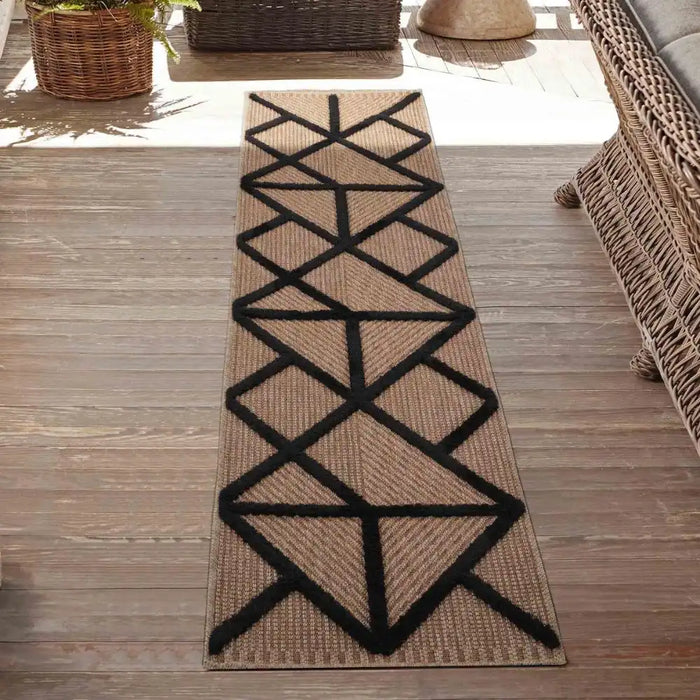 Serdim Rugs harper outdoor prism black Brown, Black Living Room Natural Fibre Rug.